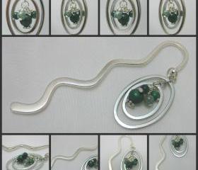 Gemstone Medium Size Book Mark with Genuine Malachite and Moss Agate Detail
