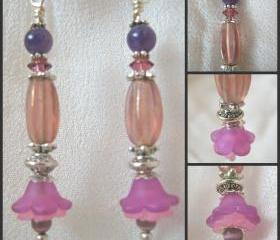 Amethyst and Tiger Eyes Lucite Blossom Earrings