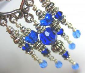 Ocean Blue Crystal Chandelier Earrings