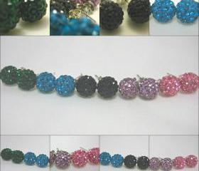 Crystal Pave Bead Earrings in Pink, Lilac, Black, Turquoise or Emerald