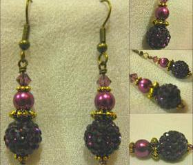 Mulberry Pave Bead Antique Gold Earrings