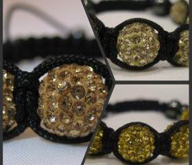 ONE COLOUR - GOLDS Champagne, Lemon or Yellow Gold Crystal Pave Bead Macrame Friendship Bracelet