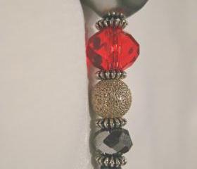 Elegant Ruby Red Crystal and Haematite Silver Earrings