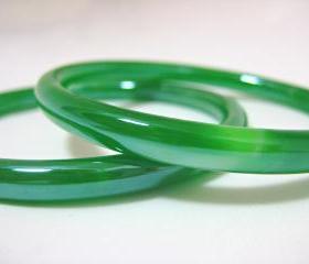 Pair of Shimmering Green Glass Bangles